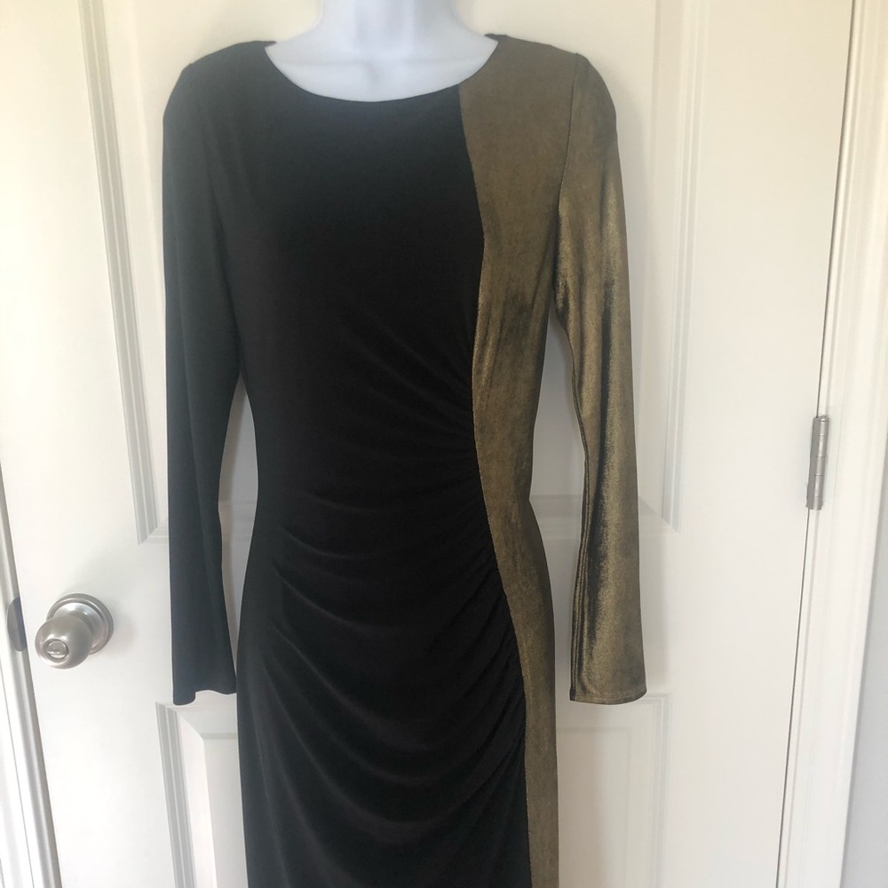 SALE Anne Klein Black & Gold Dress